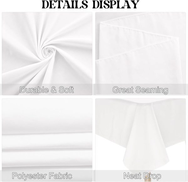 4 Pack Rectangle Tablecloth 60x102 Inch White Table Cloth for 6 Foot Rectangle Tables Washable Polyester Table Cover for Wedding Dining Table Buffet Parties Banquet Decoration（White） - Image 4