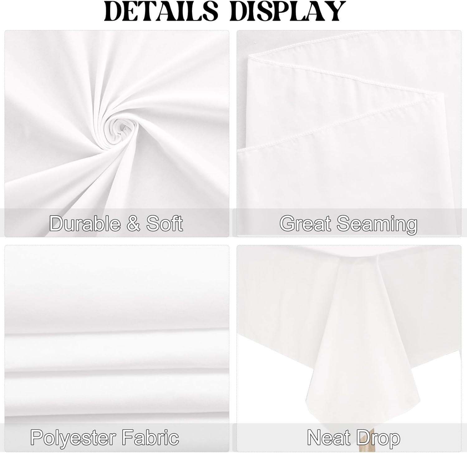 4 Pack Rectangle Tablecloth 60x102 Inch White Table Cloth for 6 Foot Rectangle Tables Washable Polyester Table Cover for Wedding Dining Table Buffet Parties Banquet Decoration(White) - Image 4