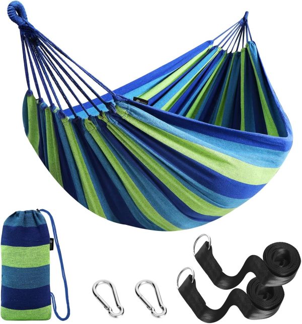 Anyoo Garden Cotton Hammock Comfortable Fabric Hammock with Tree Straps for Hanging Sturdy Hammock Up to 660lbs Portable Hammock with Travel Bag for Camping Outdoor/Indoor Patio Backyard