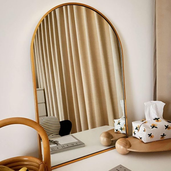 HARRITPURE 28" x 36" Arch Mirror Bathroom Wall Mounted Mirrors Gold Vanity Mirror with Metal Frame for Bedroom Living Room Entryway - Image 8