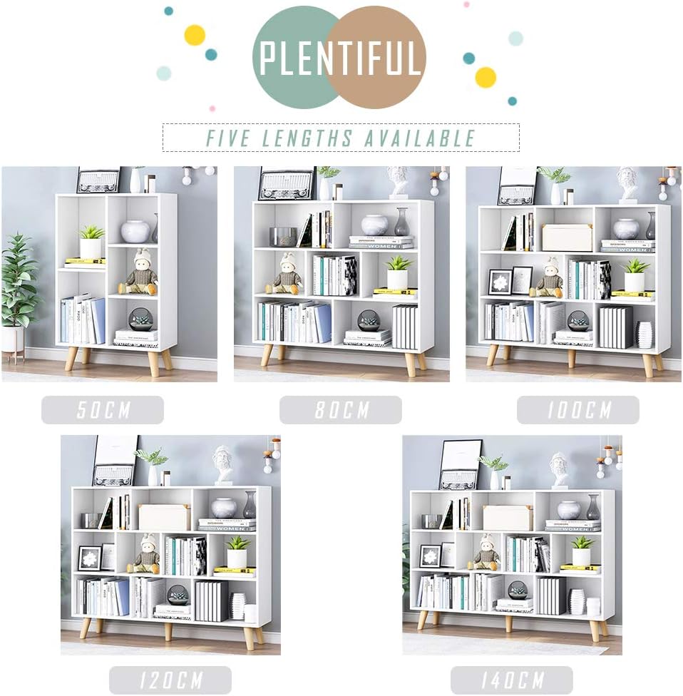 IOTXY Wooden Open Shelf Bookcase - 3-Tier Floor Standing Display Cabinet Rack with Legs, 10 Cubes Bookshelf, Warm White - Image 8