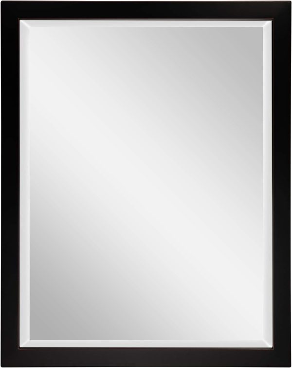 Large Rectangle Oil Rubbed Bronze Mirror Black Metal with Red Golden Line for Living Room Vanity or Bathroom, Horizontal or Vertical (30"x24")