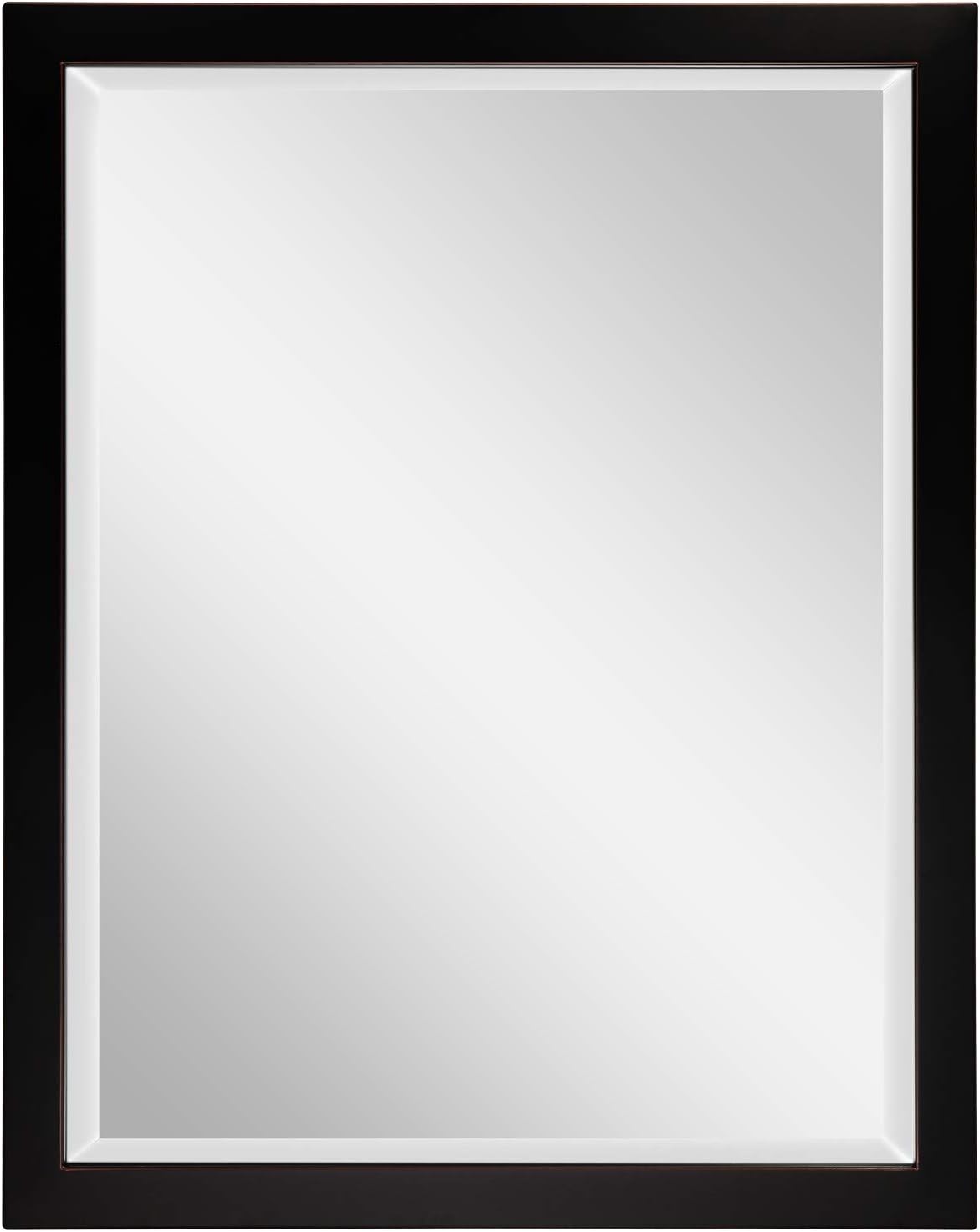 Large Rectangle Oil Rubbed Bronze Mirror Black Metal with Red Golden Line for Living Room Vanity or Bathroom, Horizontal or Vertical (30"x24")