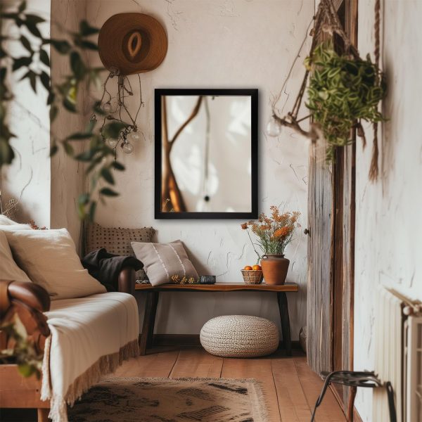 Large Rectangle Oil Rubbed Bronze Mirror Black Metal with Red Golden Line for Living Room Vanity or Bathroom, Horizontal or Vertical (30"x24") - Image 2