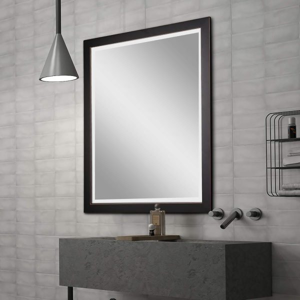 Large Rectangle Oil Rubbed Bronze Mirror Black Metal with Red Golden Line for Living Room Vanity or Bathroom, Horizontal or Vertical (30"x24") - Image 4