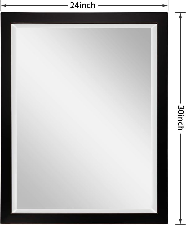 Large Rectangle Oil Rubbed Bronze Mirror Black Metal with Red Golden Line for Living Room Vanity or Bathroom, Horizontal or Vertical (30"x24") - Image 6