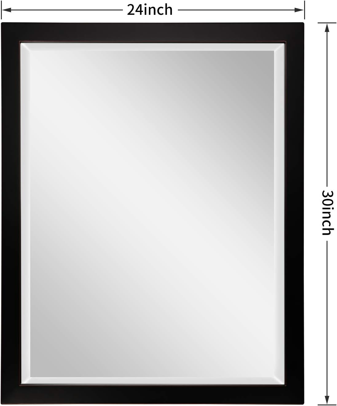 Large Rectangle Oil Rubbed Bronze Mirror Black Metal with Red Golden Line for Living Room Vanity or Bathroom, Horizontal or Vertical (30"x24") - Image 6