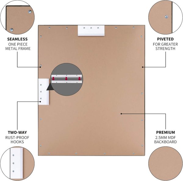 Large Rectangle Oil Rubbed Bronze Mirror Black Metal with Red Golden Line for Living Room Vanity or Bathroom, Horizontal or Vertical (30"x24") - Image 9