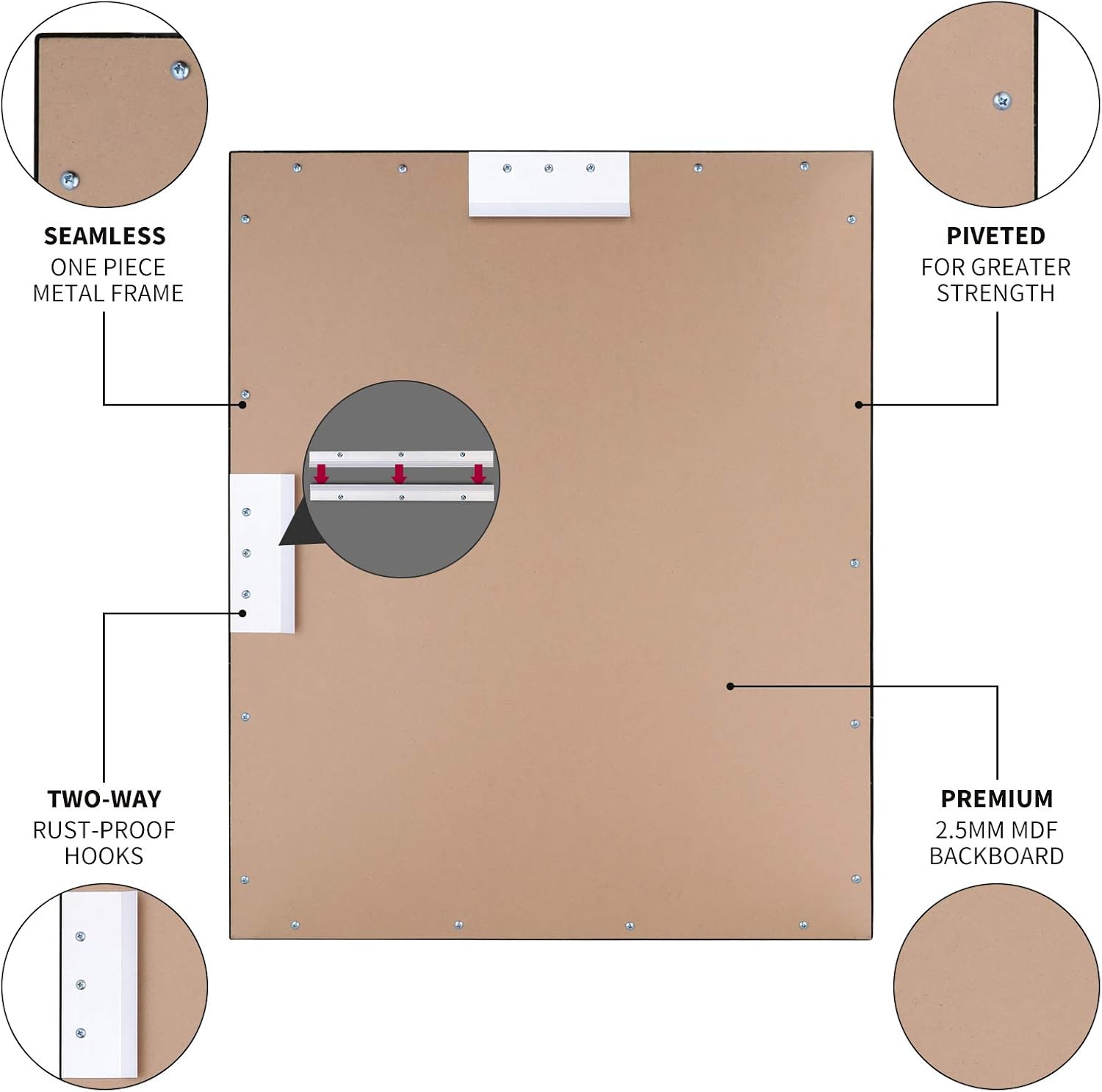 Large Rectangle Oil Rubbed Bronze Mirror Black Metal with Red Golden Line for Living Room Vanity or Bathroom, Horizontal or Vertical (30"x24") - Image 9
