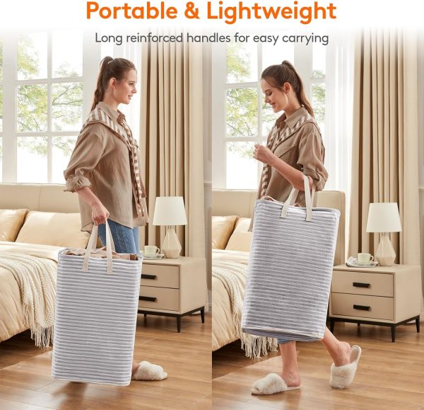 Lifewit 2 Pack Laundry Hamper Large Collapsible Laundry Baskets, Freestanding Waterproof Clothes Hamper with Easy Carry Handles in Laundry Room Bedroom Bathroom College Dorm for Adults, Grey, 2 x 80L - Image 6